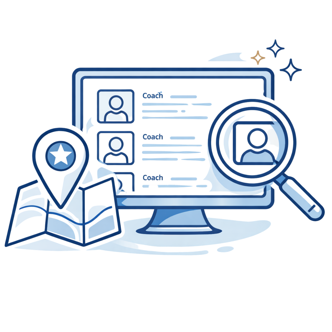 Member network directory connecting coaches for referrals, collaboration, and professional networking