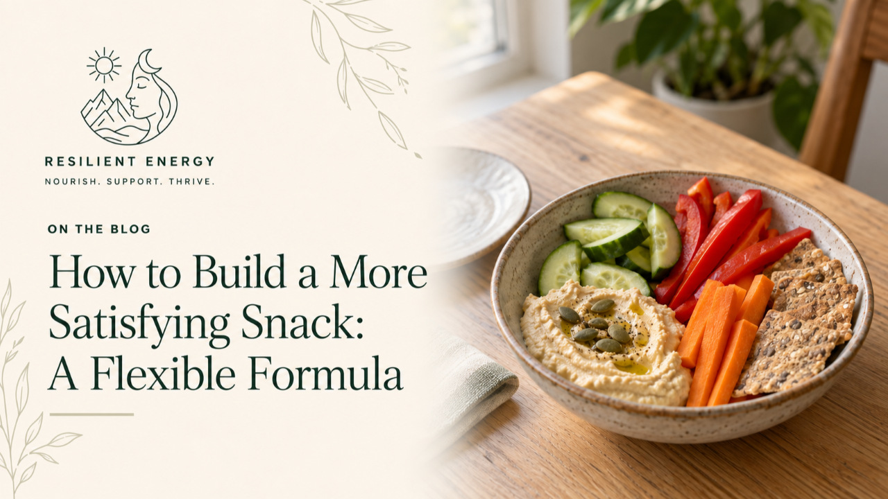 How to Build a More Satisfying Snack: A Flexible Formula, with hummus, vegetables and whole-grain crackers.