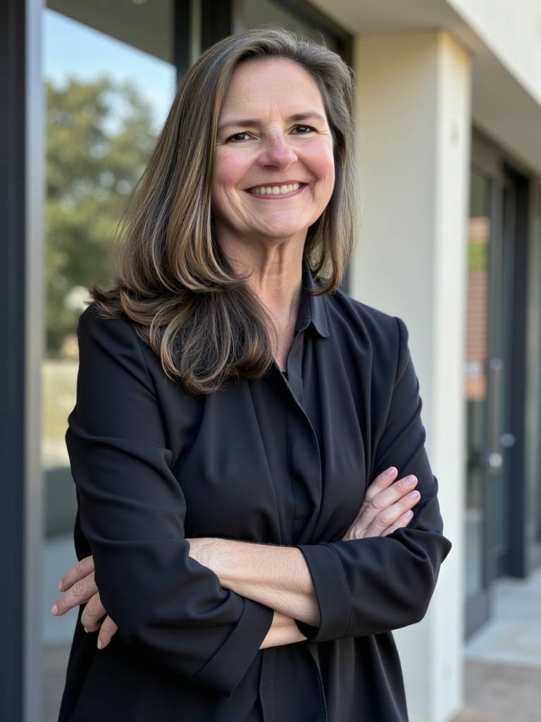 Tammy Green Mitchell, identity realignment advisor, standing with her arms crossed