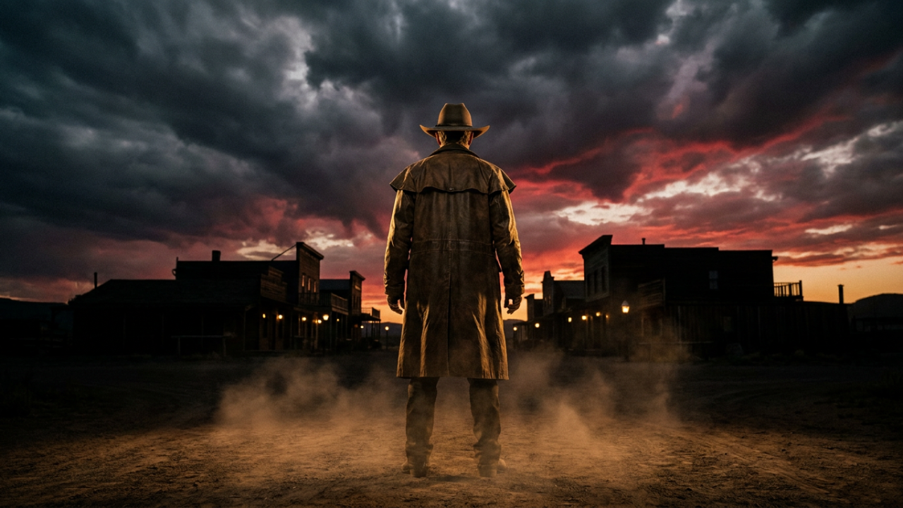 City skyline at dusk with a lone figure standing at a crossroads — Fortis Vera Armory Islam Part 3