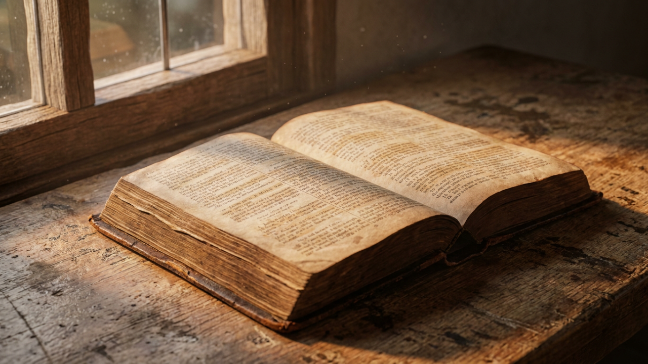 Open Bible on a wooden table with dramatic morning light — Fortis Vera article on truth and cultural confusion
