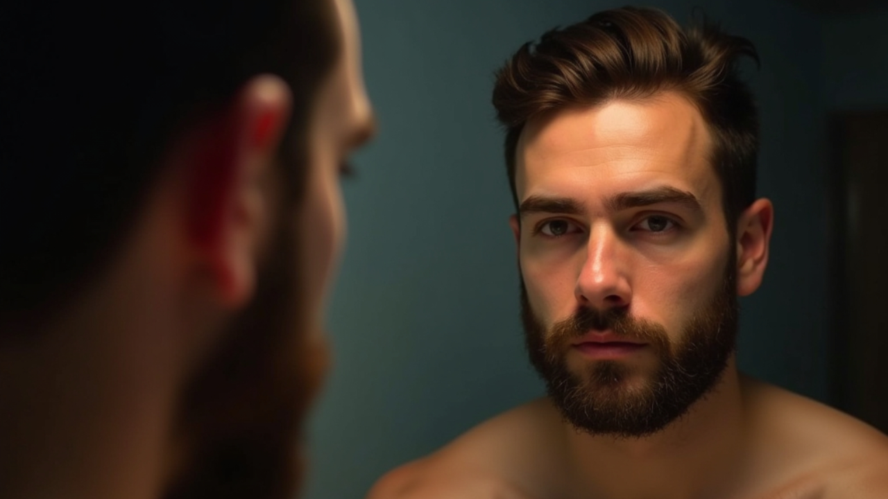 Christian Man looking in a mirror