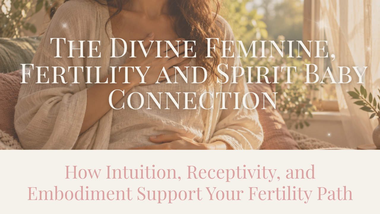 A woman in soft linen with one hand over her heart and the other over her lower abdomen in warm morning light, symbolizing Divine Feminine embodiment and fertility awareness.