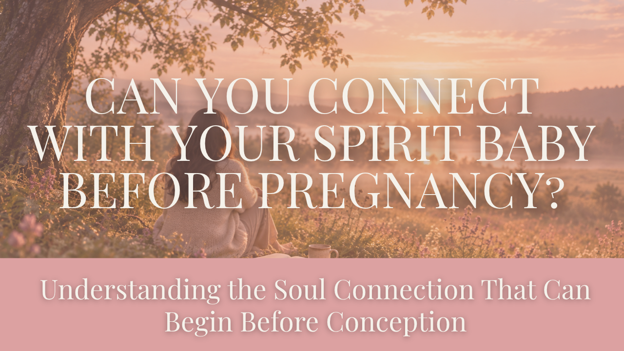A woman seated on a grassy hillside at dawn with an open journal beside her, symbolizing quiet listening and Spirit Baby connection before pregnancy.