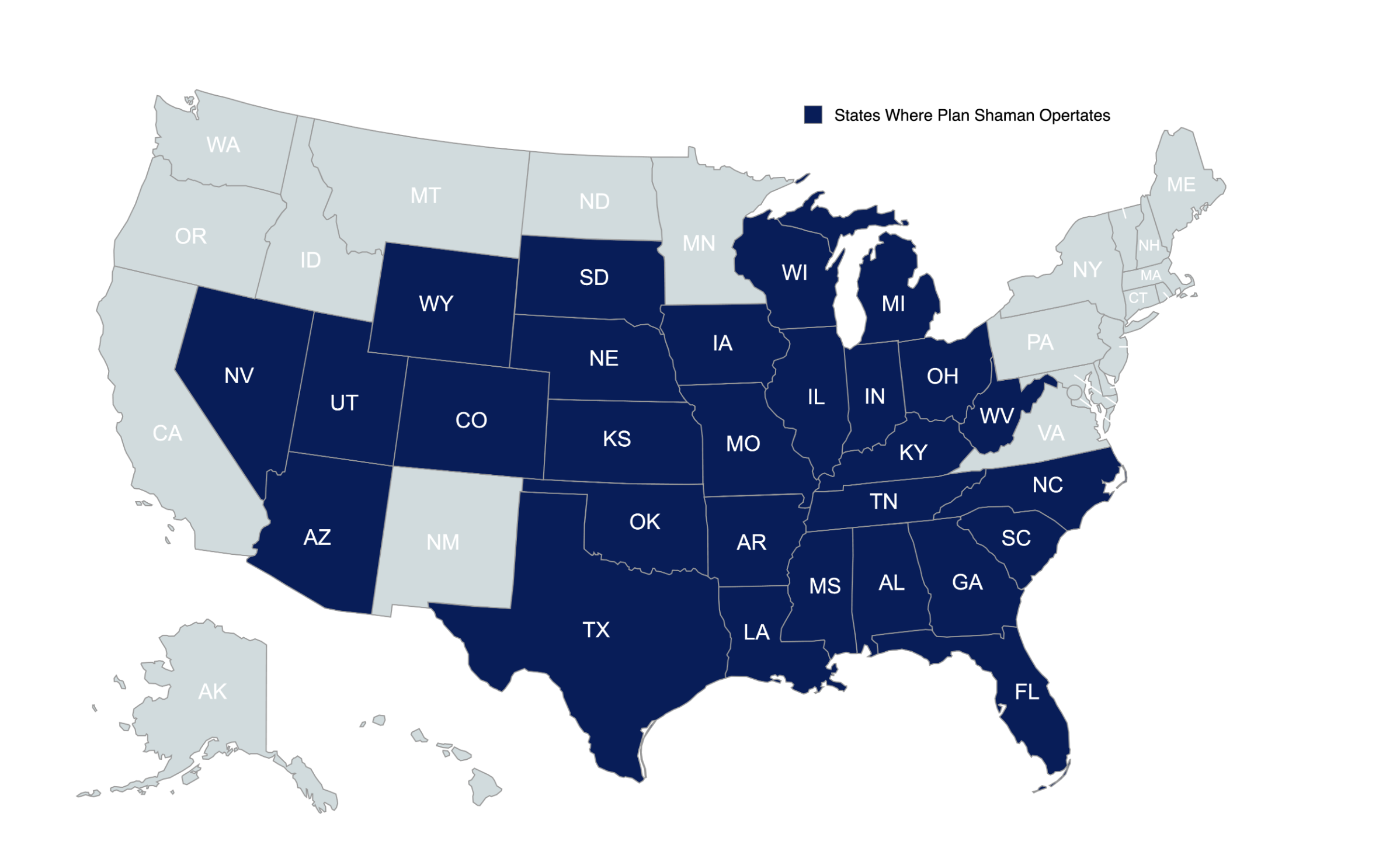 PlanShaman Available States / Applicable States