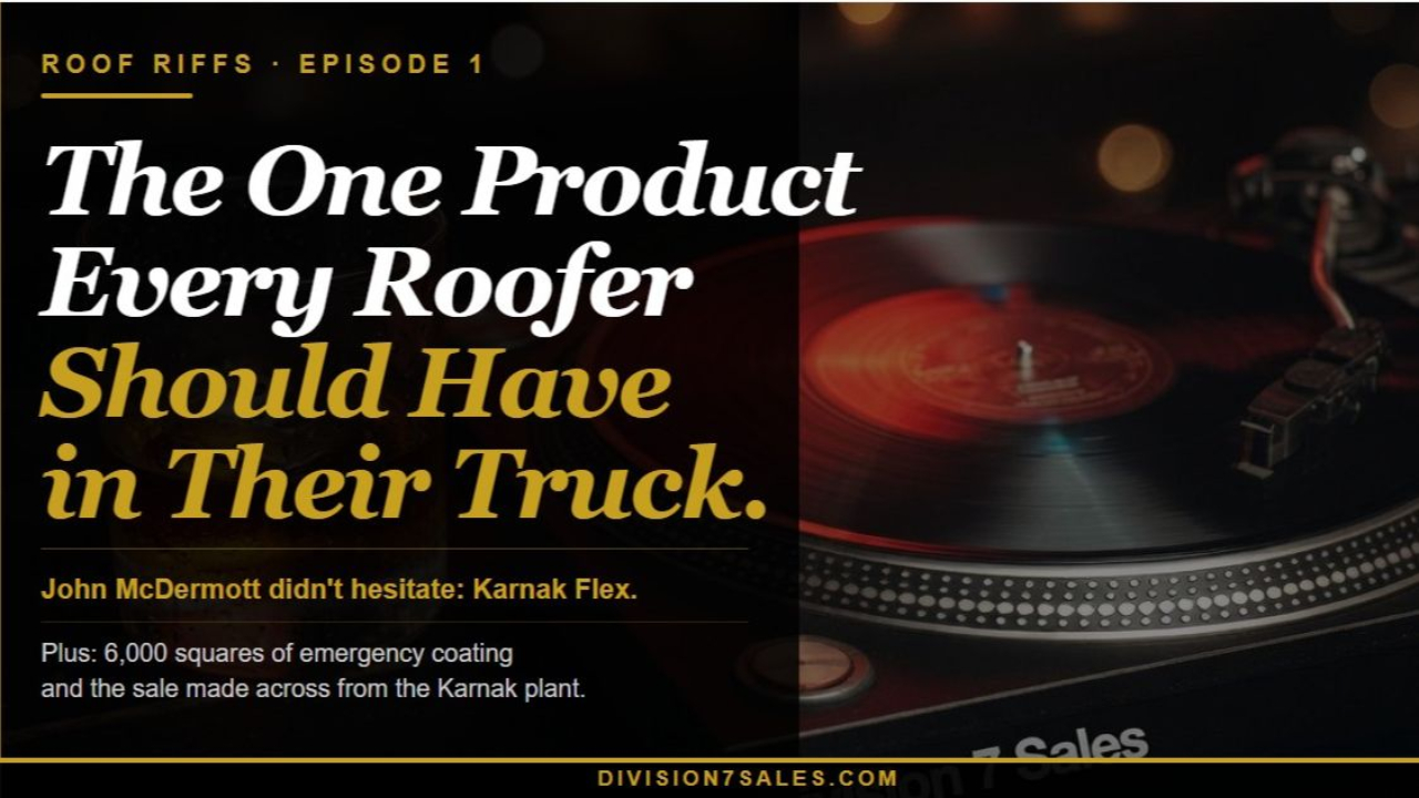 Bold text: The One Product Every Roofer Should Have in Their Truck — Roof Riffs Ep 1
