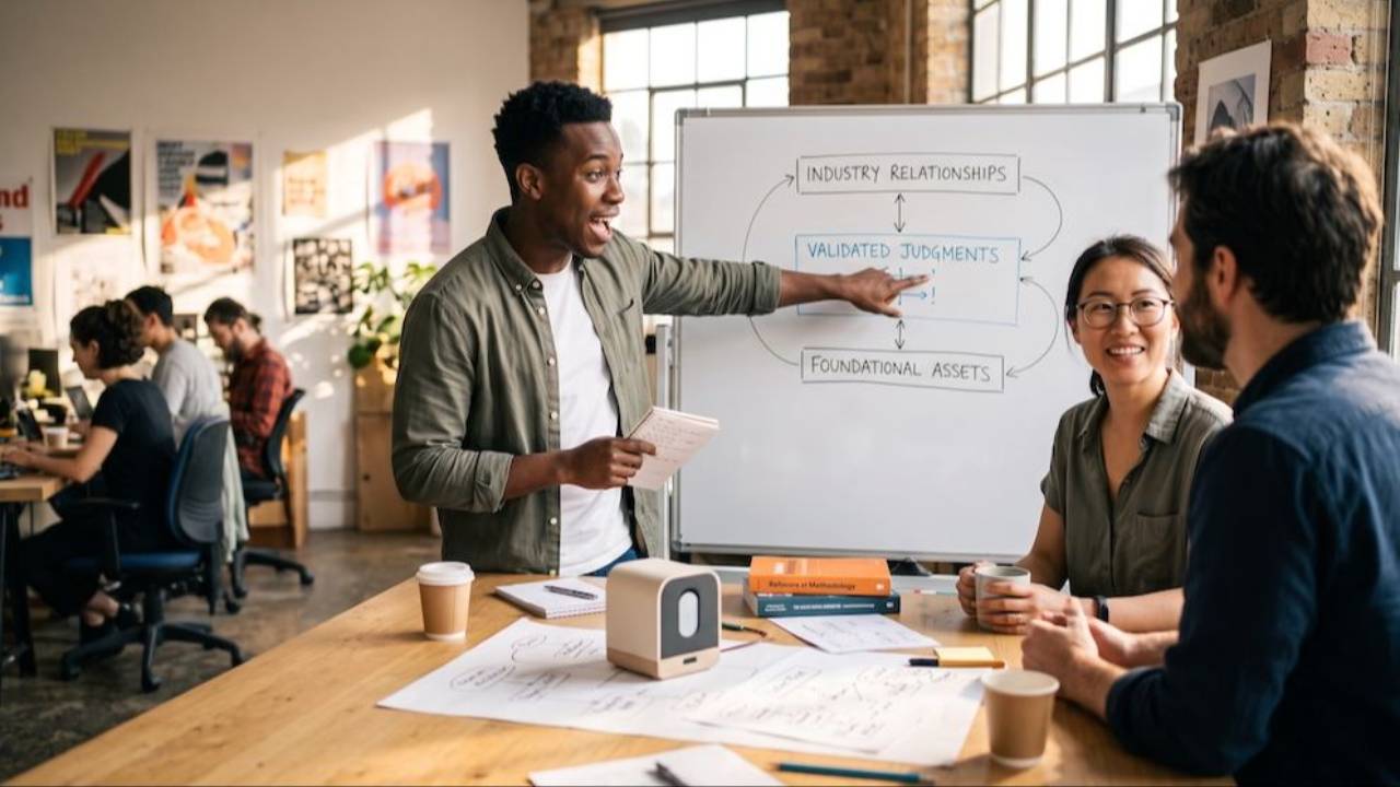 Industry expertise and documented processes forming the moat of an AI one-person company