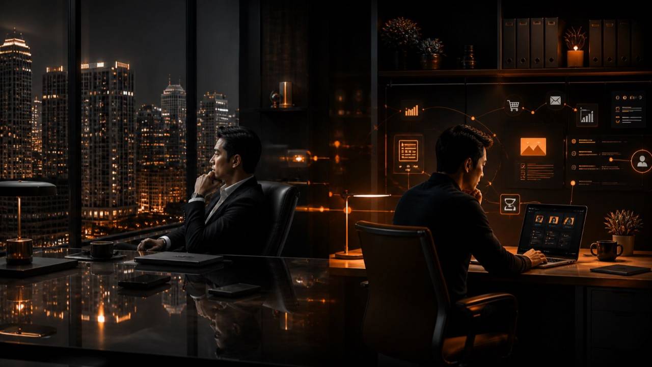 High-earning professional building a Plan B micro-business after hours