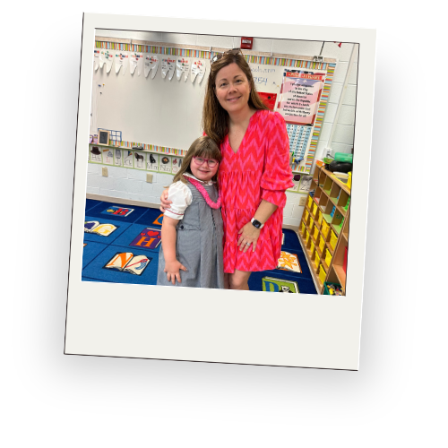 Lenore and daughter at school