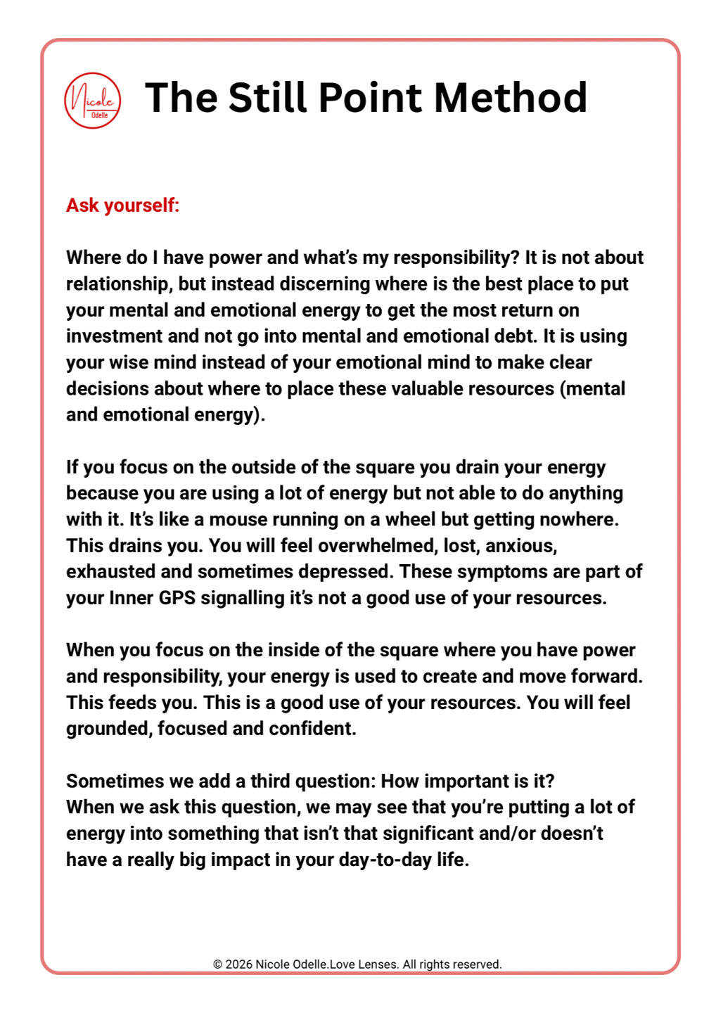 The Still Point Method Instructions