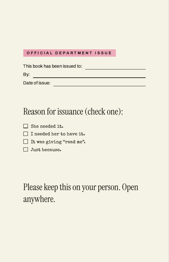 Book page: Official Department Issue