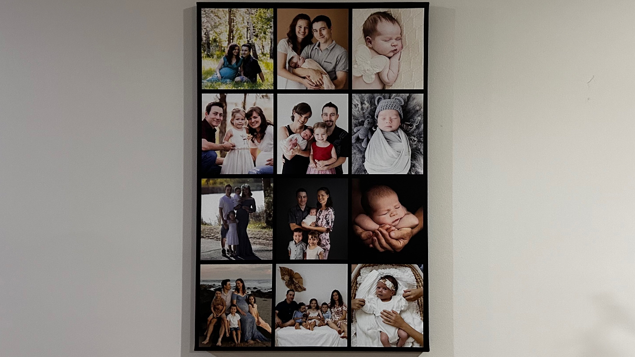 Collage of family of 2 changing to 3, 4, 5 then finally 6