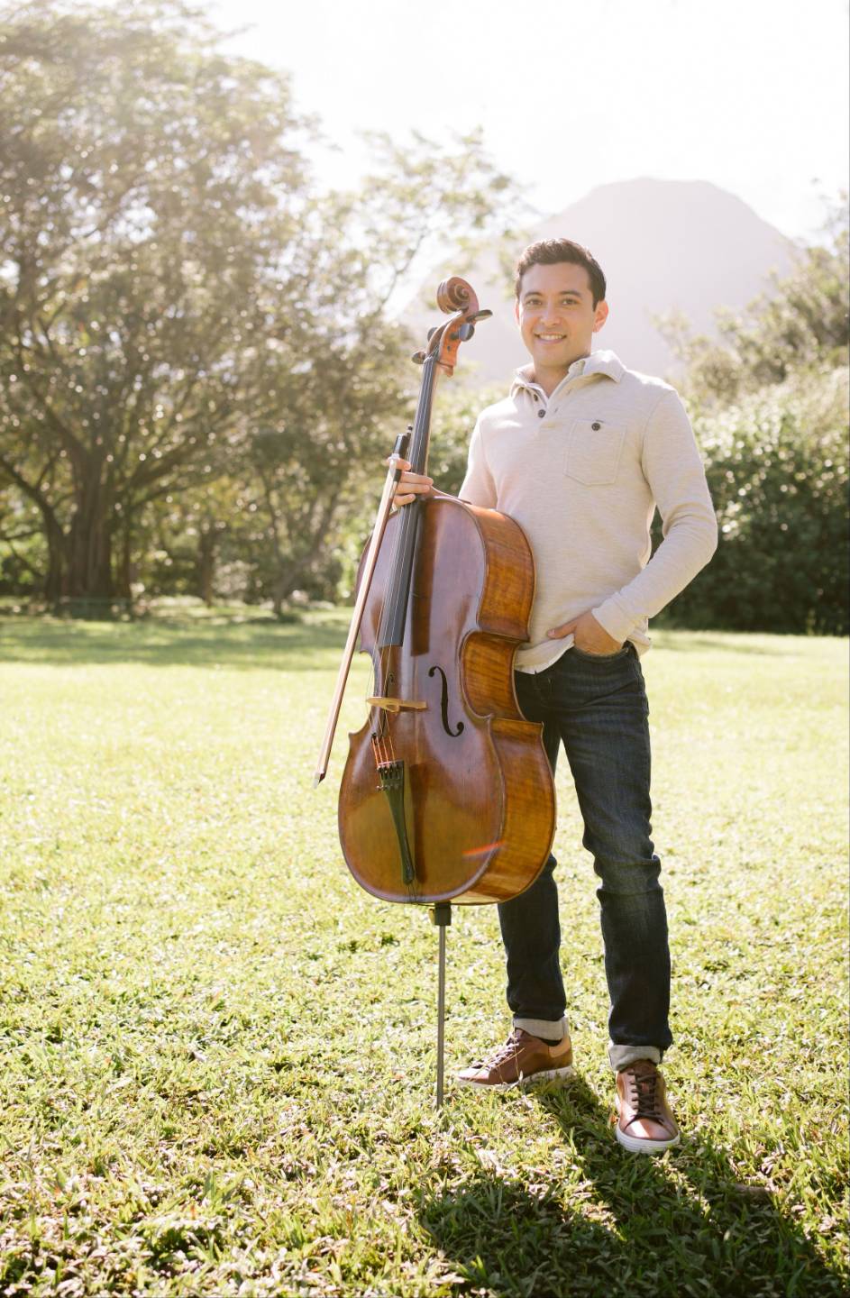 Josh Nakazawa with his cello