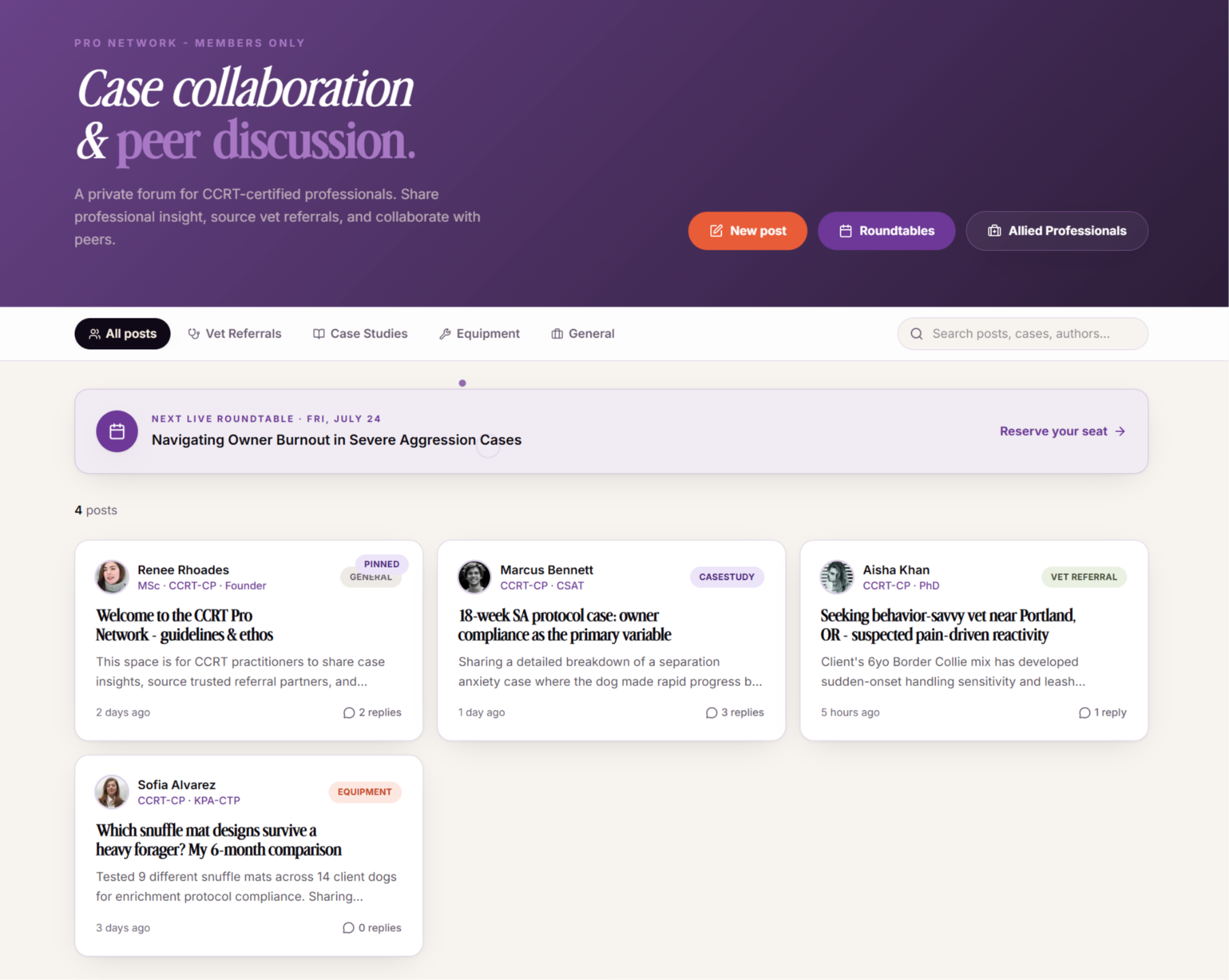 CCRT Certified Practitioner Pro Network Backend View