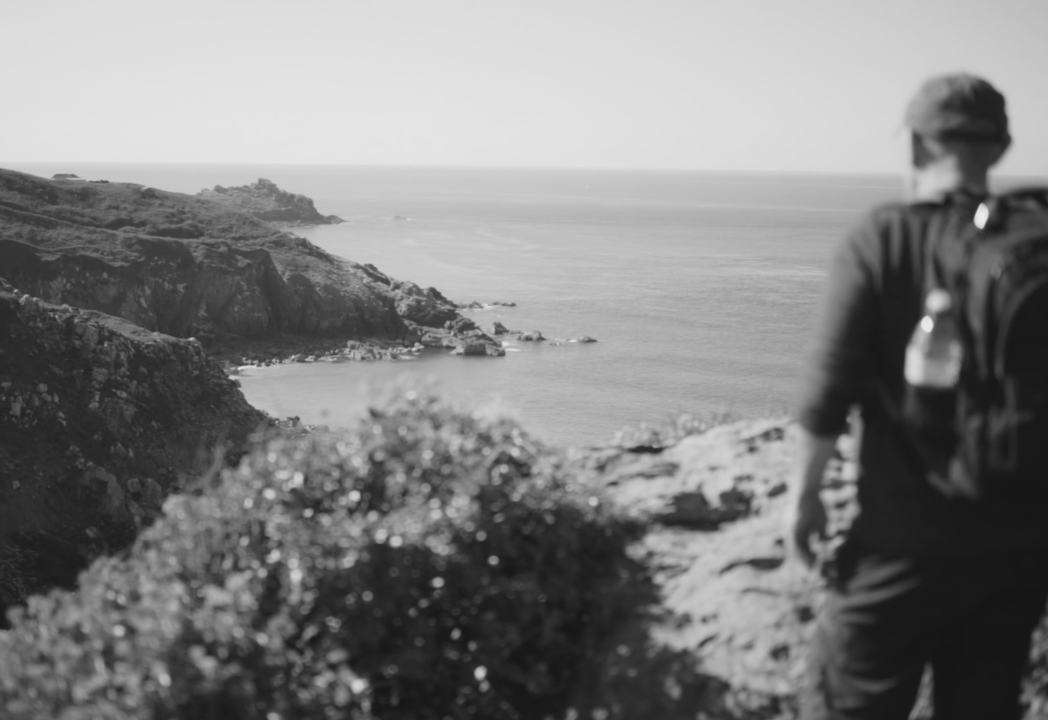 David Mankin exploring the rugged Cornwall coastline for inspiration for his contemporary abstract landscape paintings.