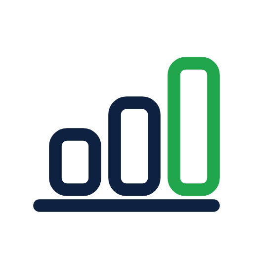 Rising bar chart icon for mid-market employers