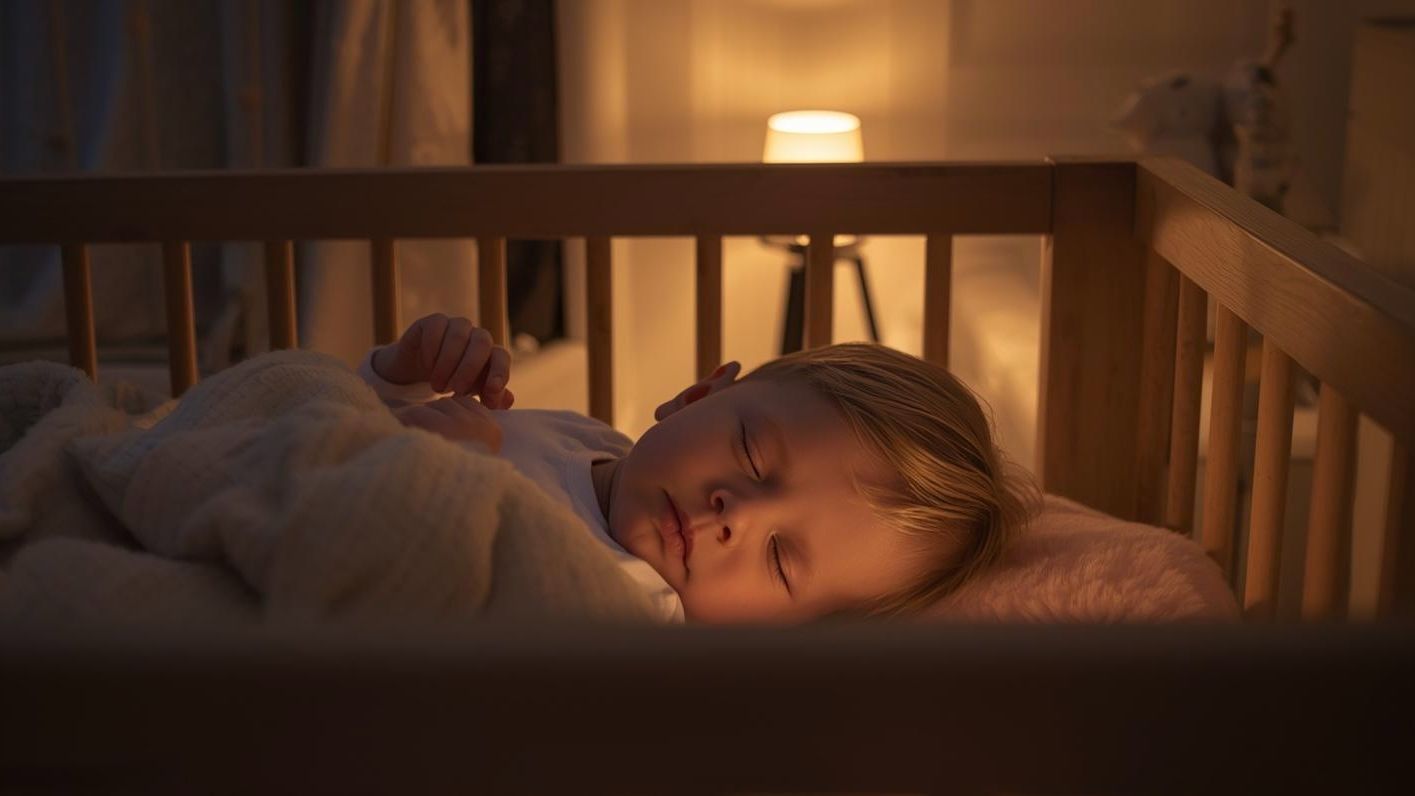 Baby sleeping peacefully in wooden crib — result of a consistent bedtime routine