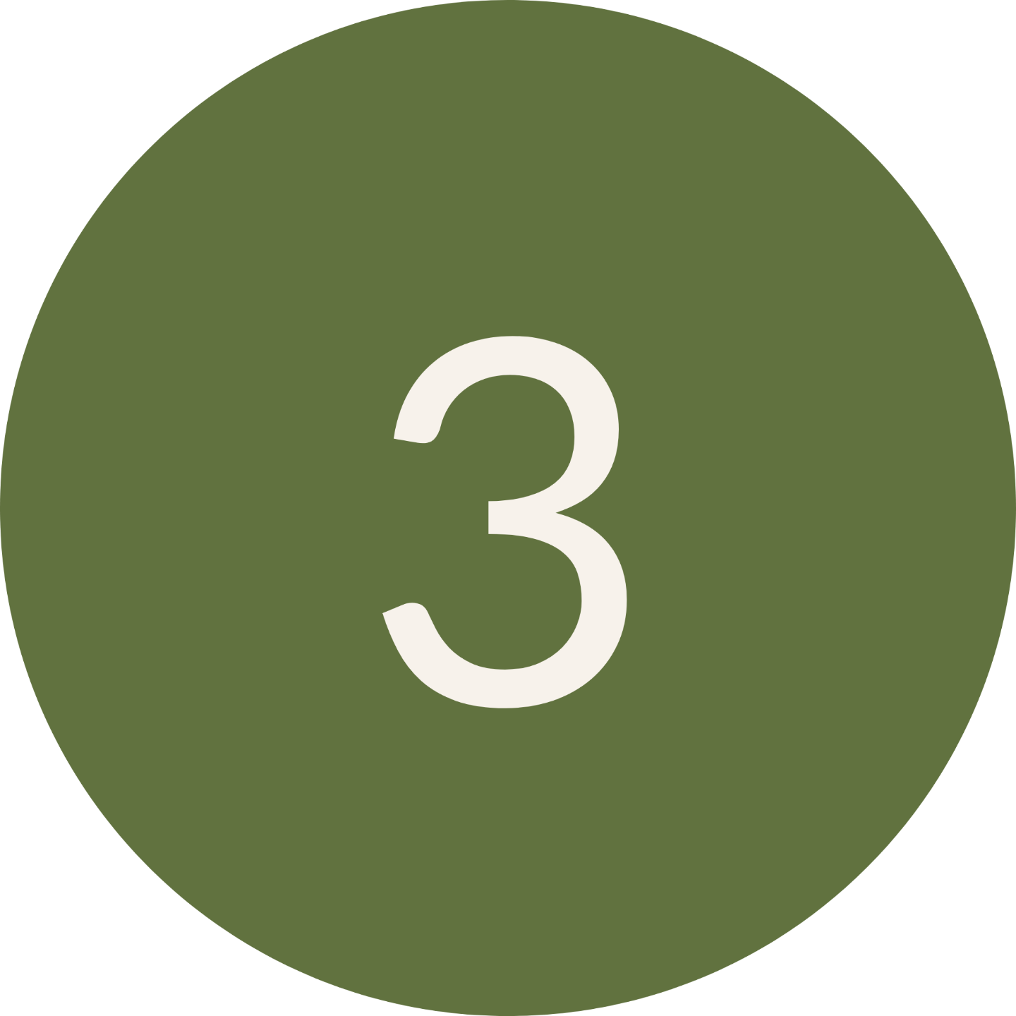 A number three within a green circle, indicating the third step.