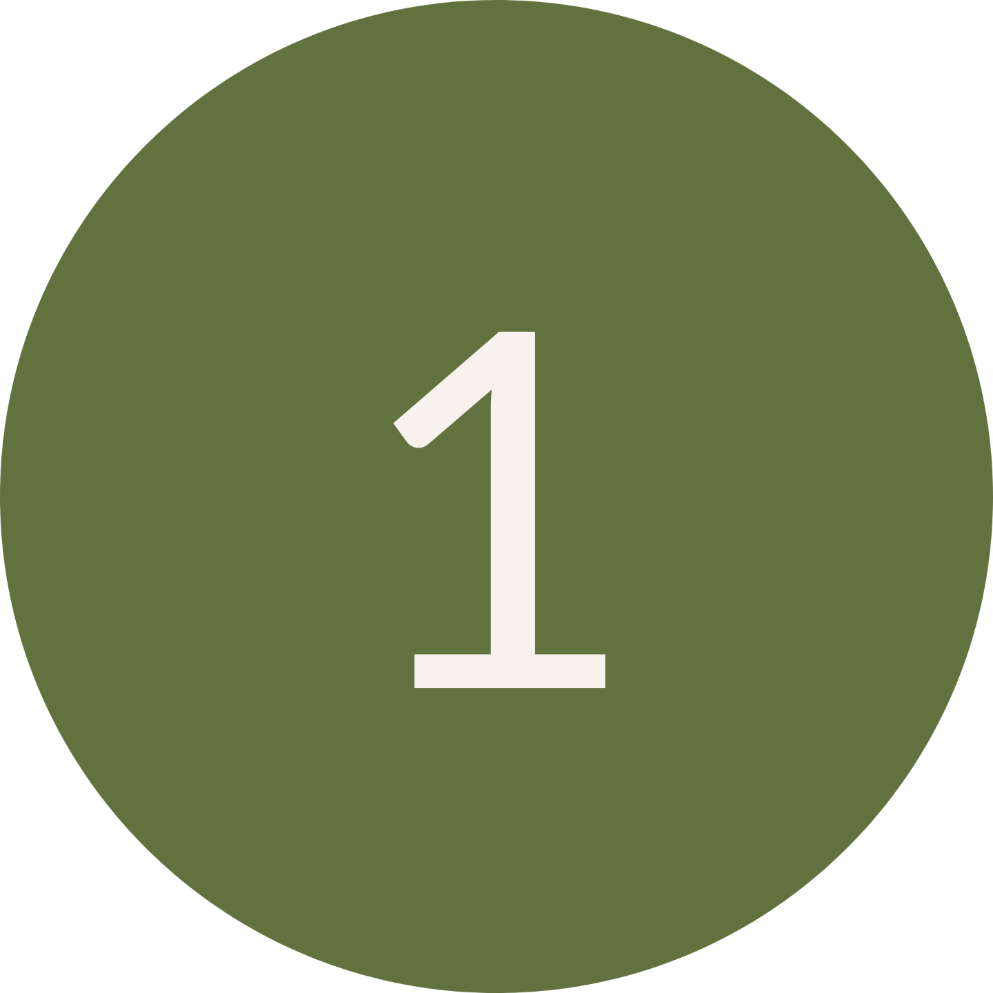 A number one within a green circle, indicating the first step.