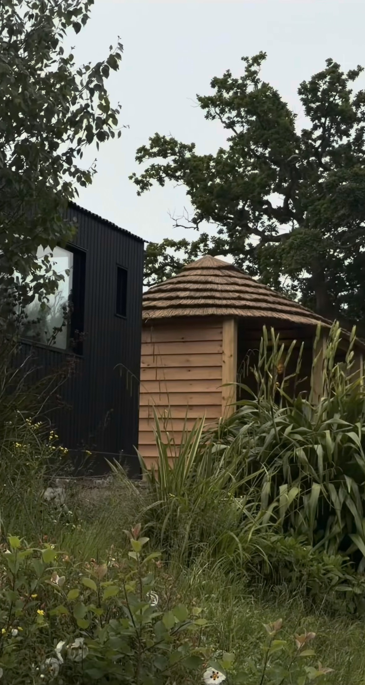 The thatched hot tub hut