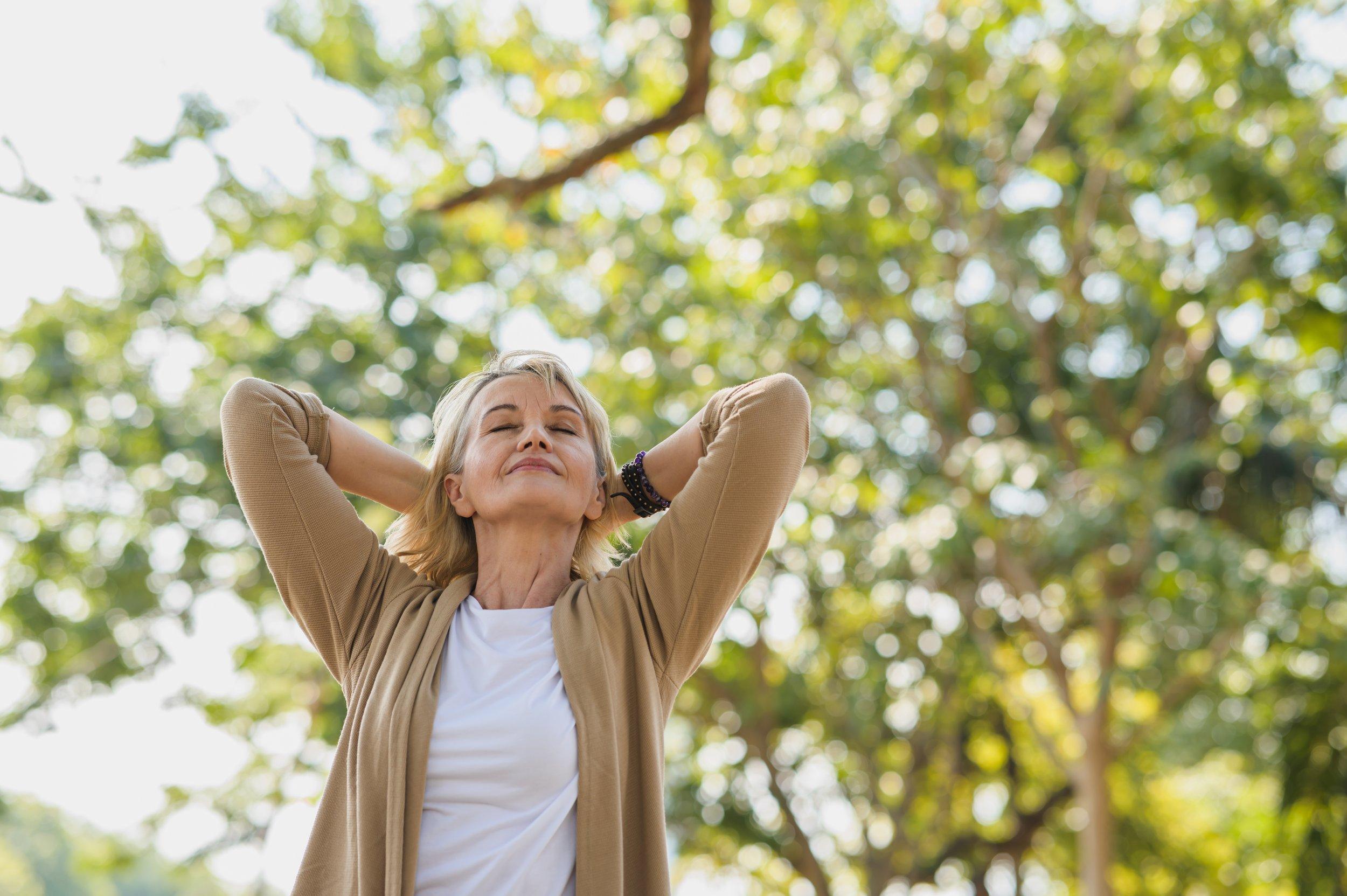 Woman enjoying a quiet moment of wellness