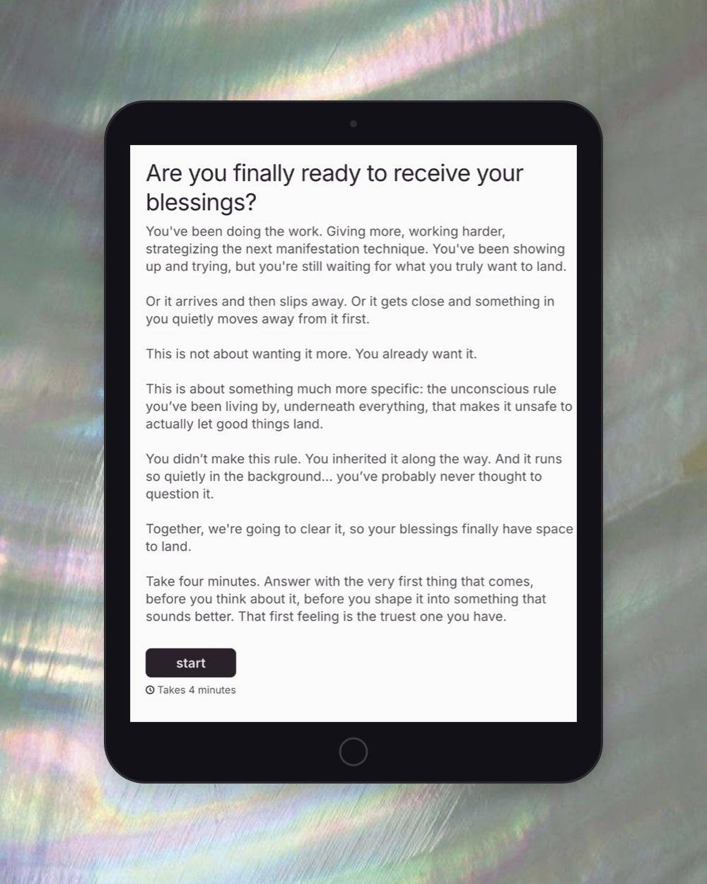 The Receiving Pattern Quiz on an iPad