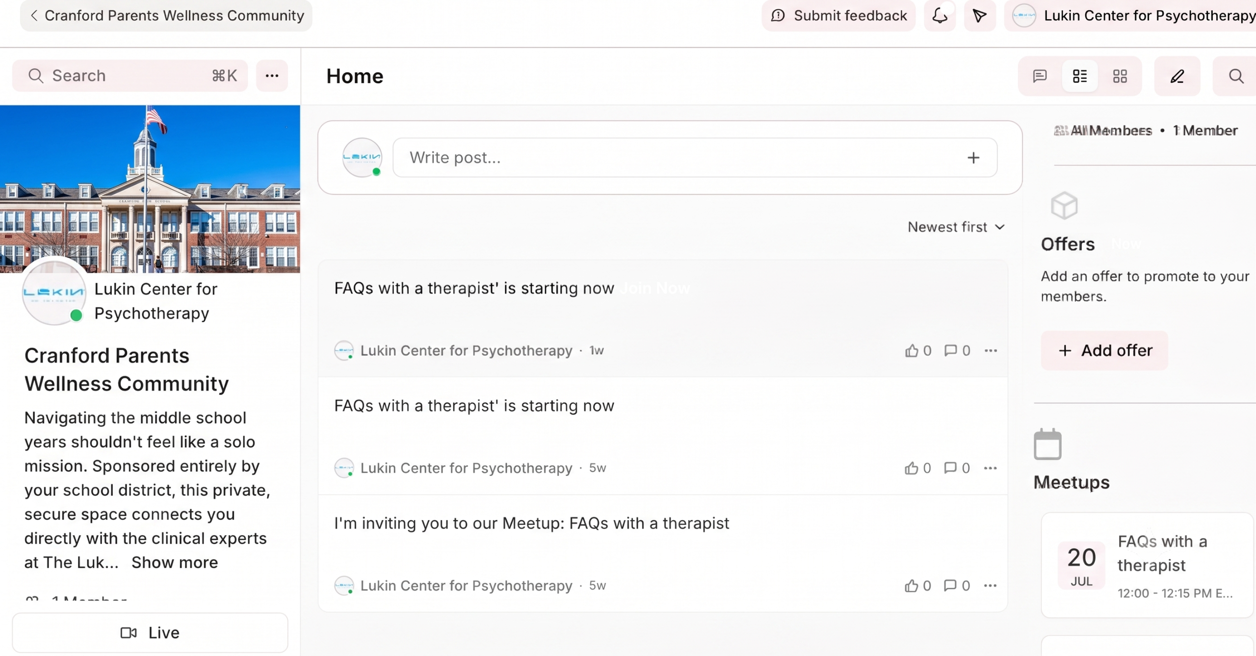 Example picture of the community page
