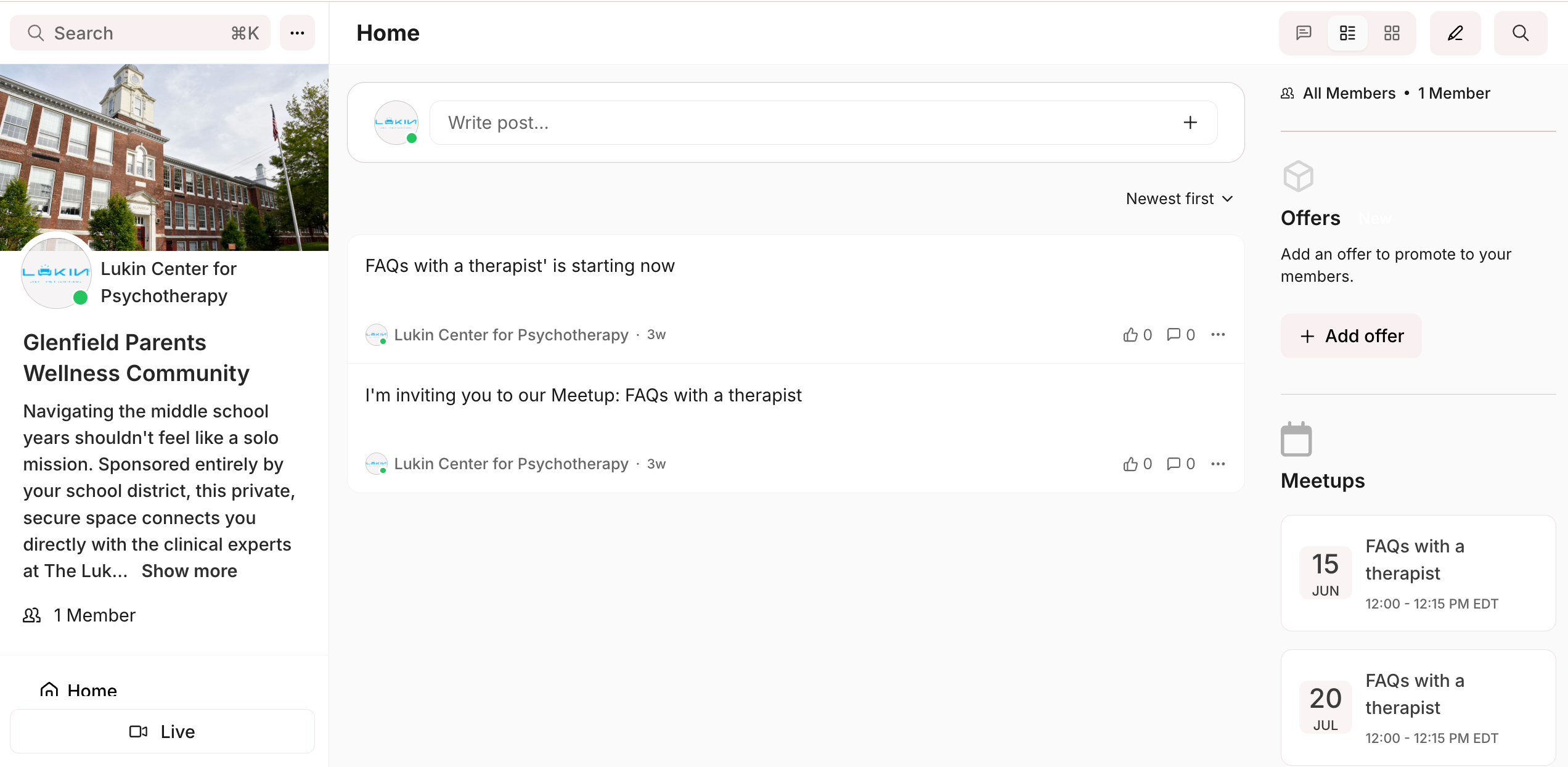 Example picture of the community page