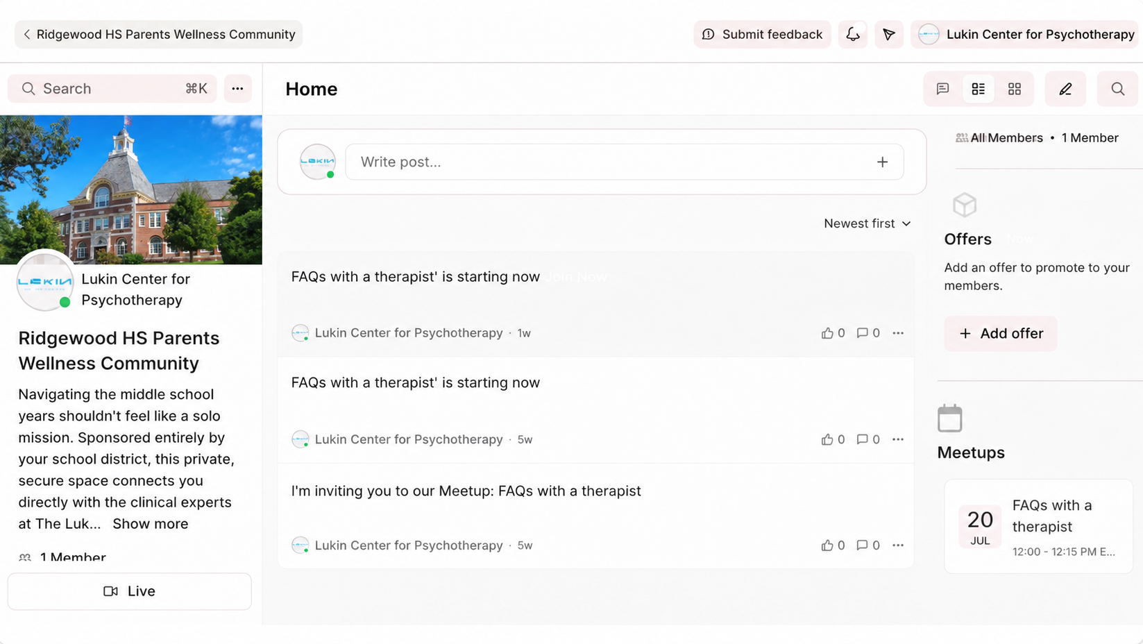 Example picture of the community page