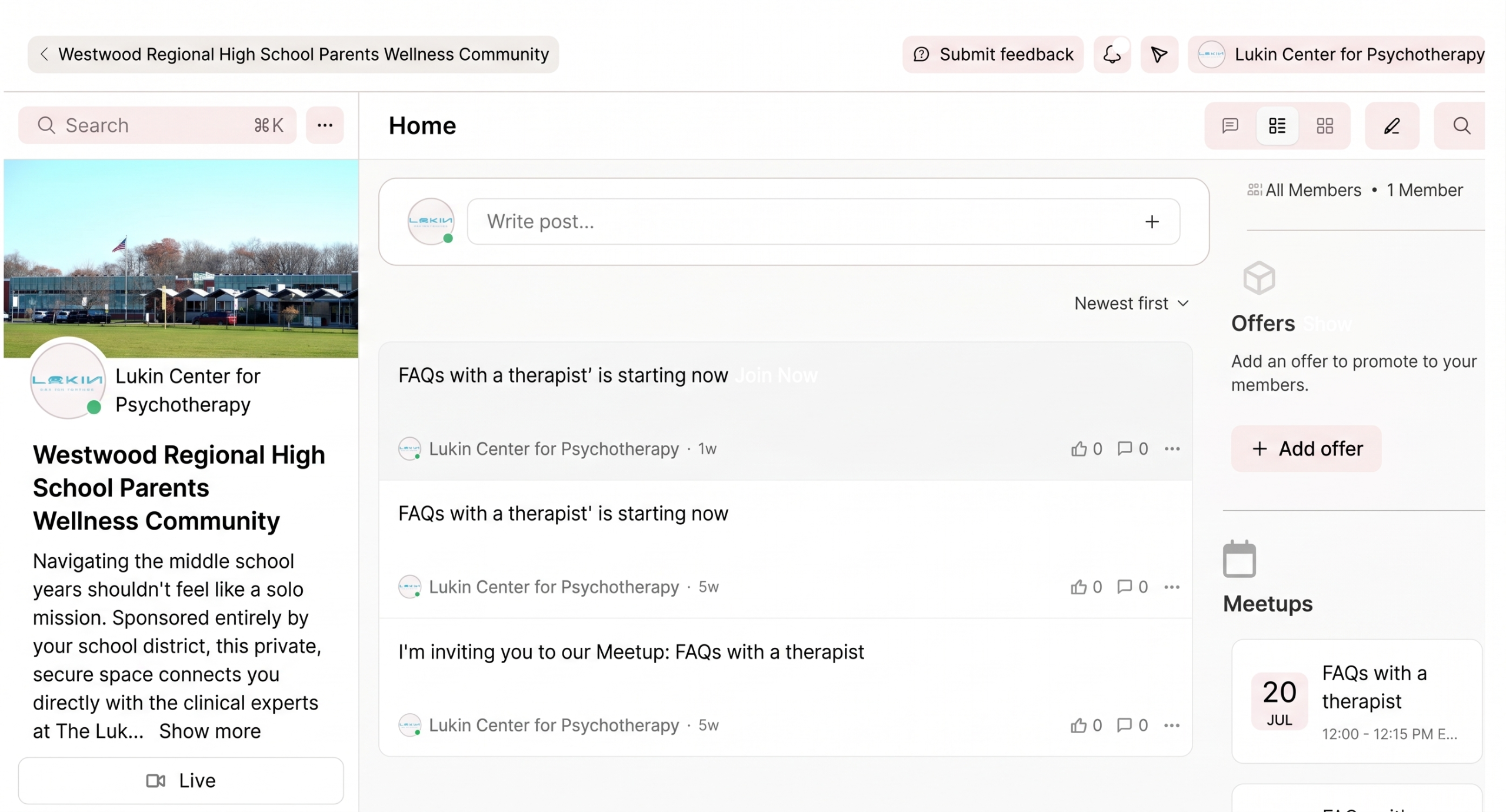 Example picture of the community page