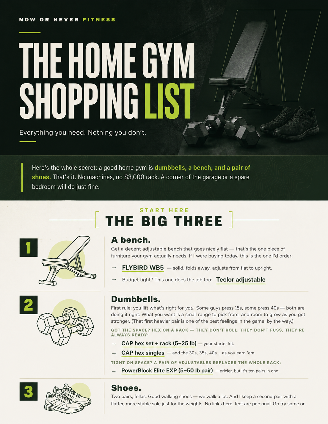 The Easy Home Gym Setup Guide — first page