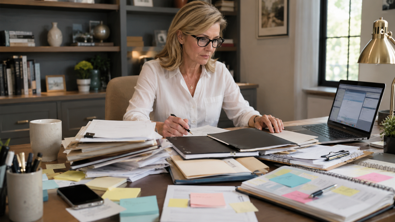 Important business proposal gradually buried by a busy prospect's competing everyday priorities.