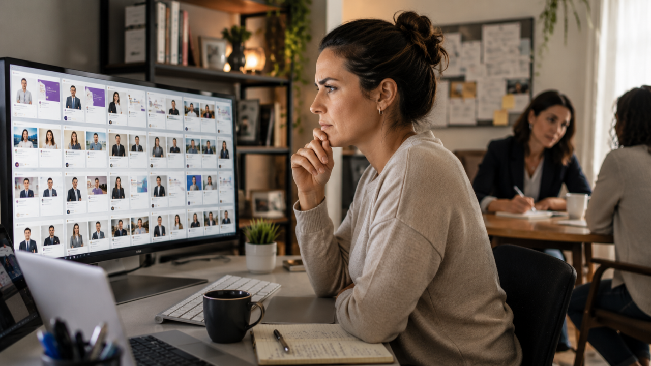 Business buyer comparing many similar professional service providers while deciding which expert to trust.