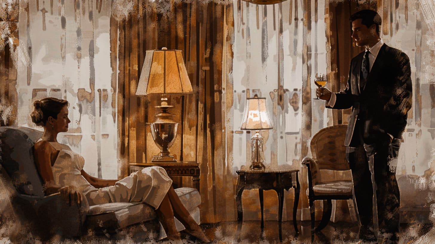 Couple having drinks and feeling awkward about communicating