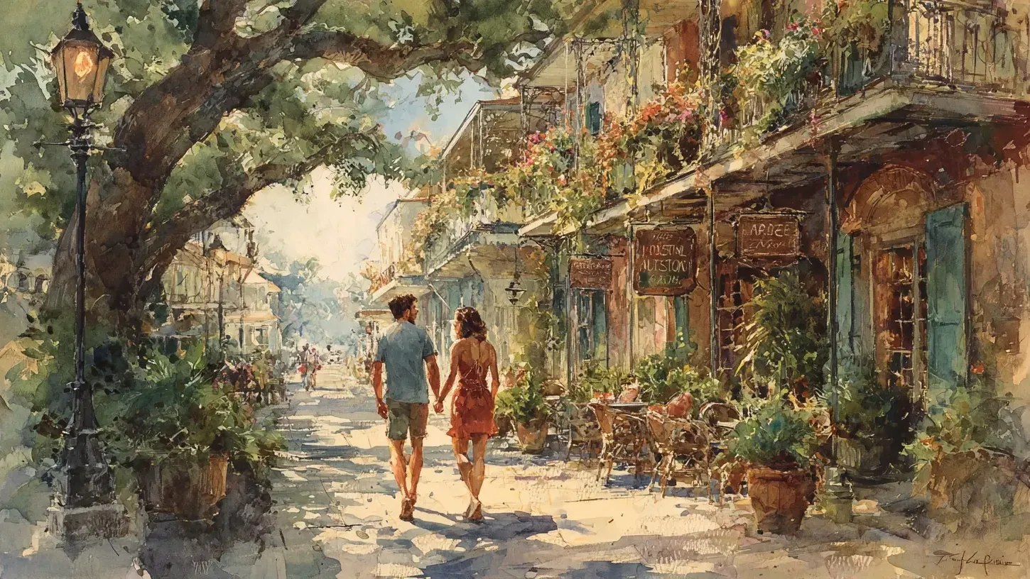 couple strolling magazine st