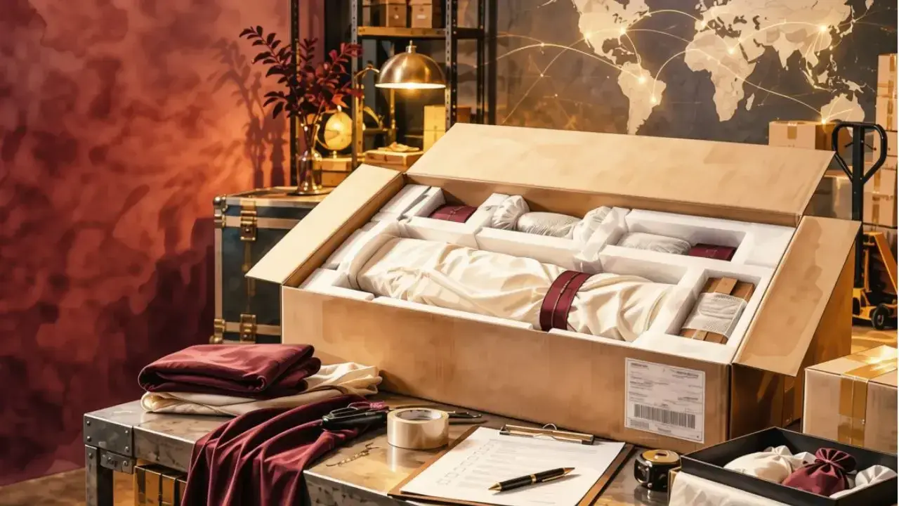 Box on table with map in background