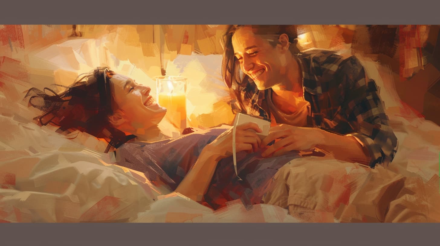 two people laughing and communicating effectively