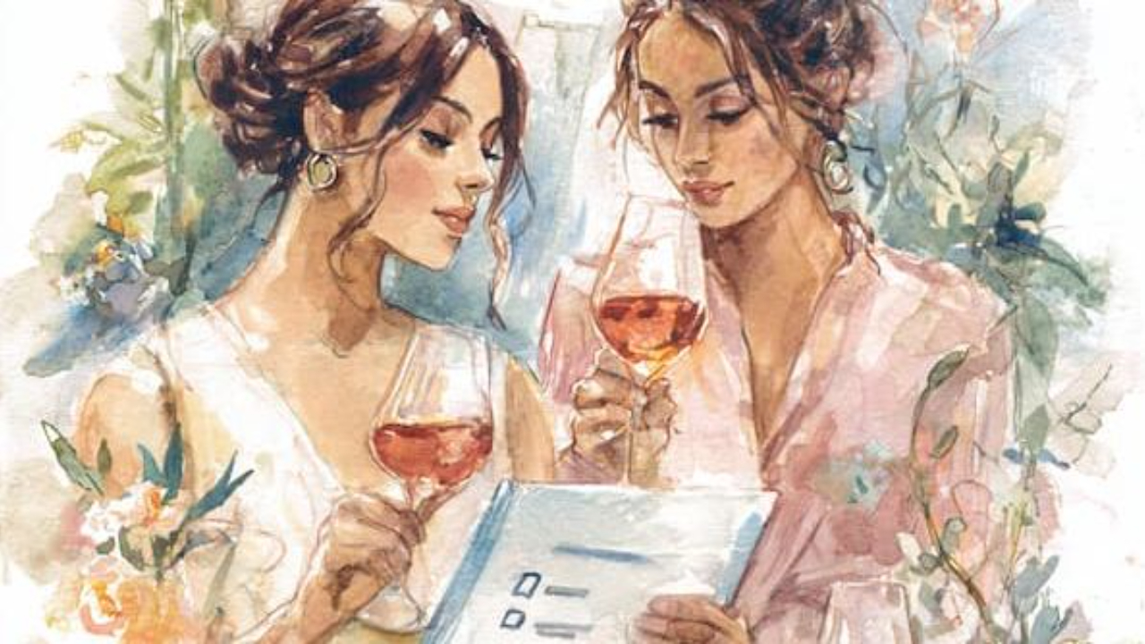 Bachelorette party planning flatlay