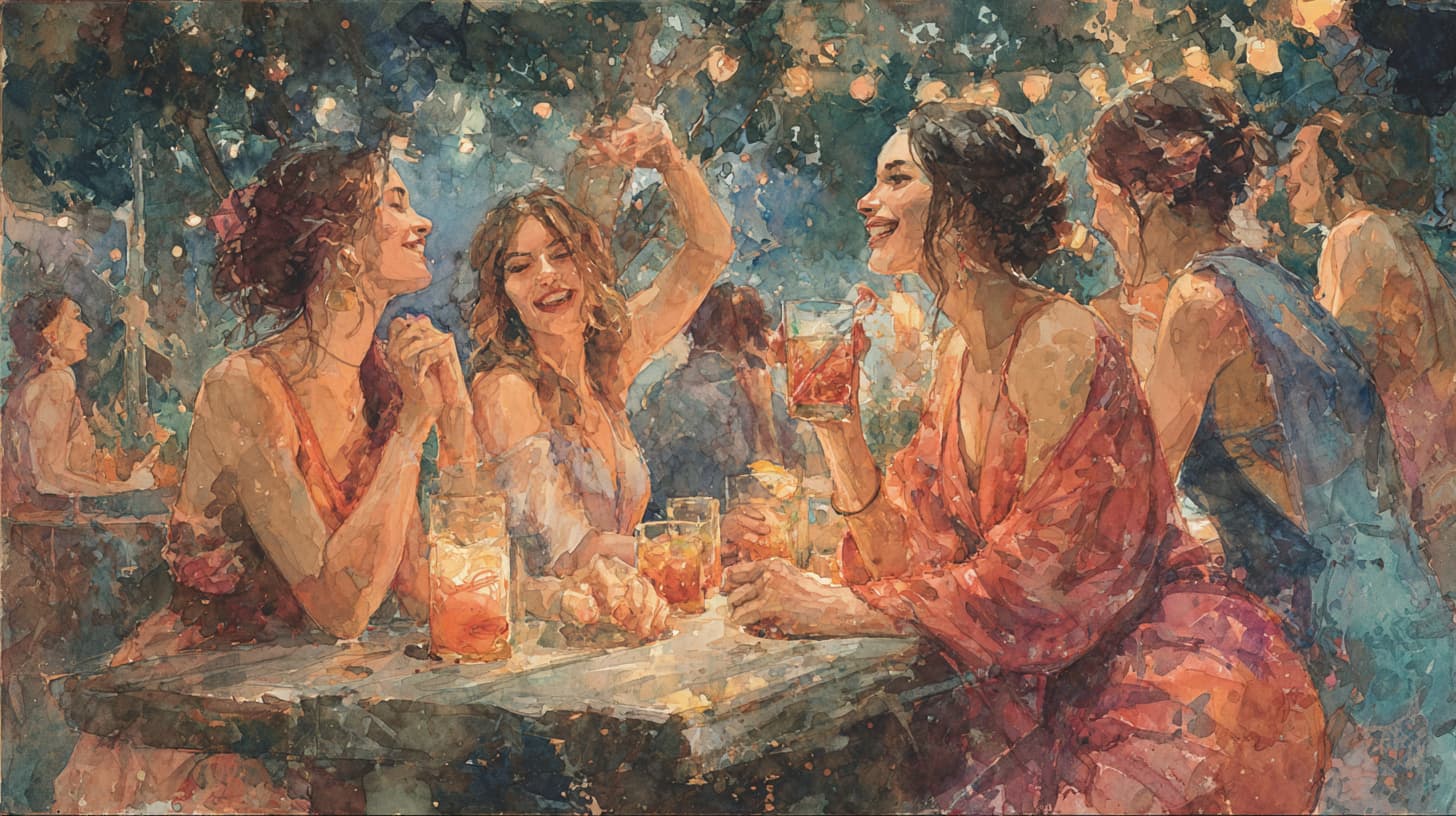 Girls having fun at a bachelorette party