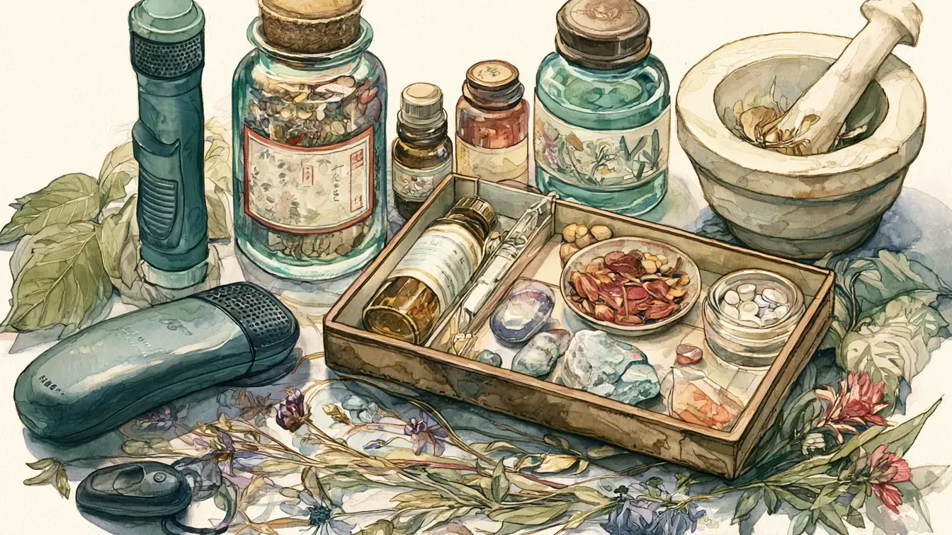 round glass objects on a shelf