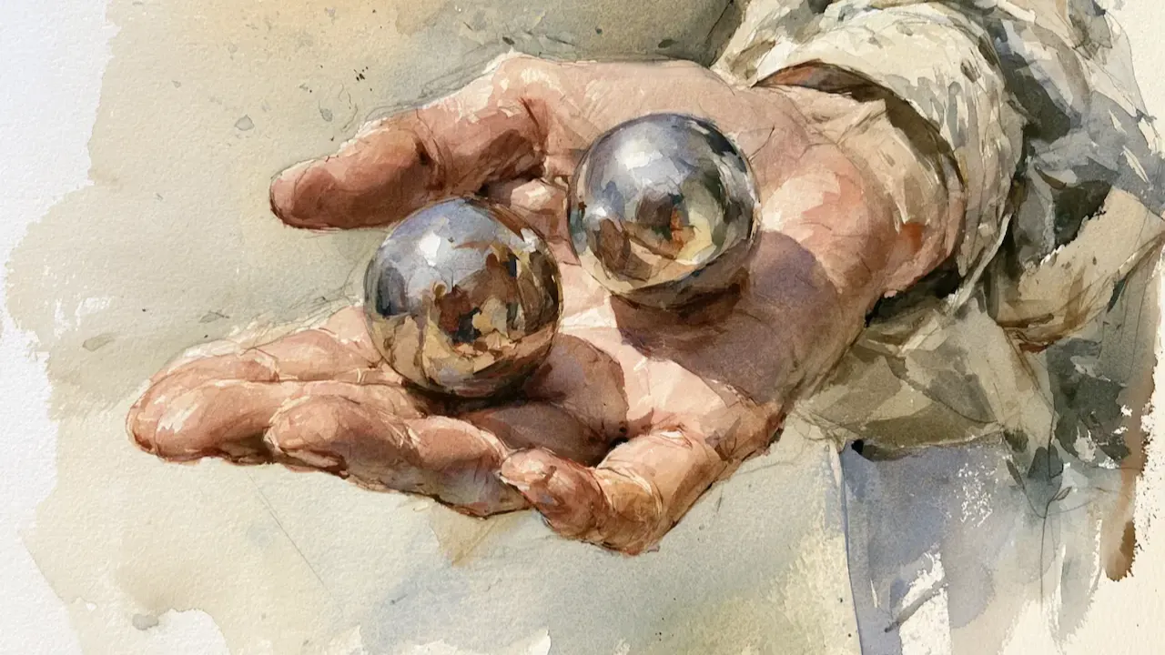 Hand offering kegal balls