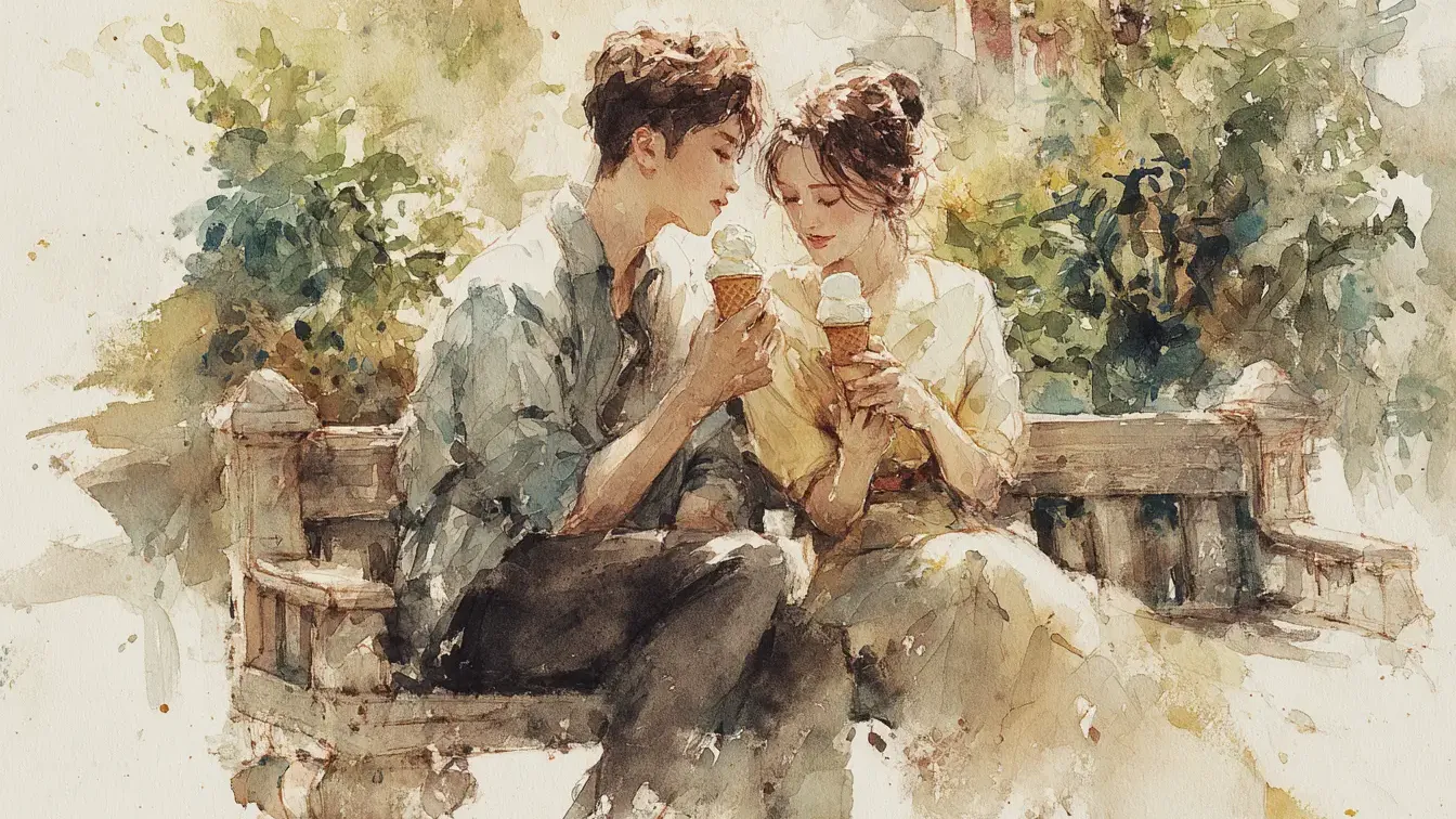 couple eating ice cream on a day date