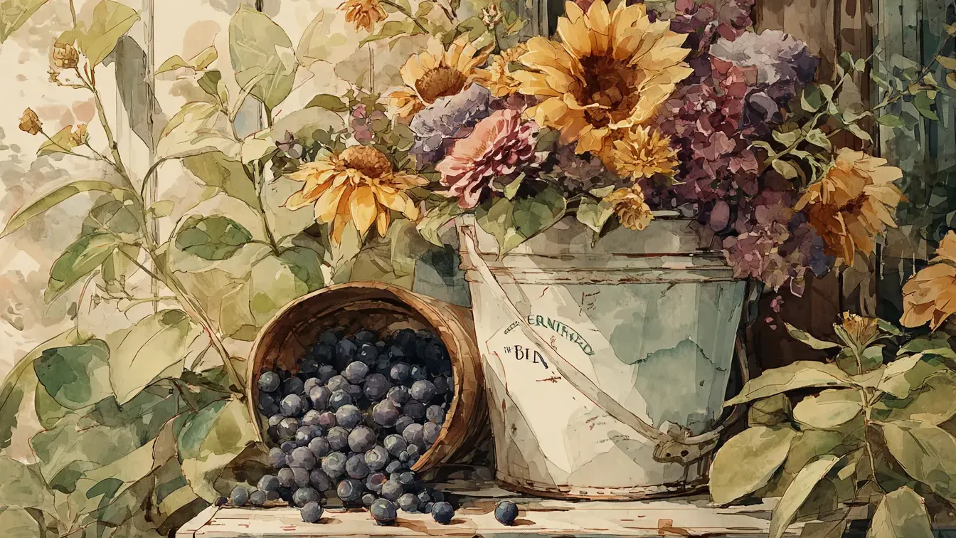 blueberries and sunflowers