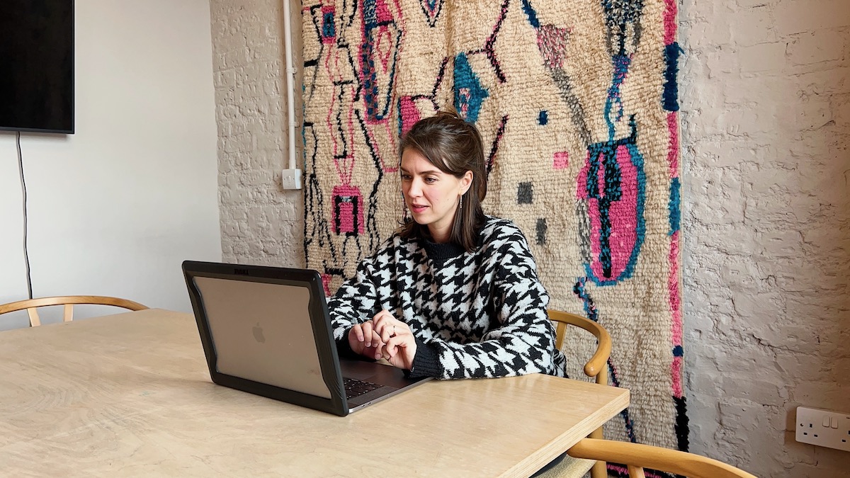Amy Lord, creative coach, working mum at her desk