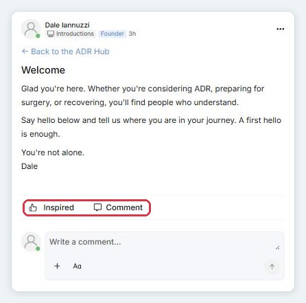 A post with Inspired and Comment