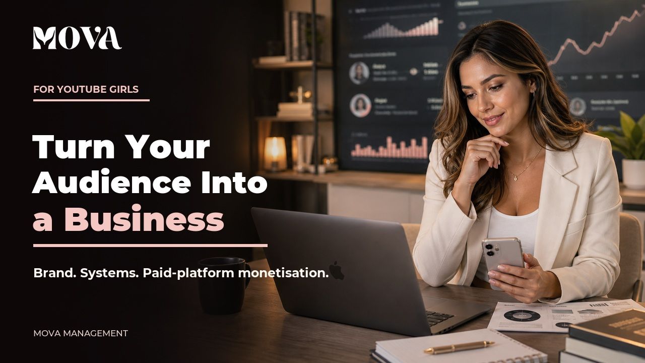 MOVA blog thumbnail showing a creator turning her audience into a premium online business