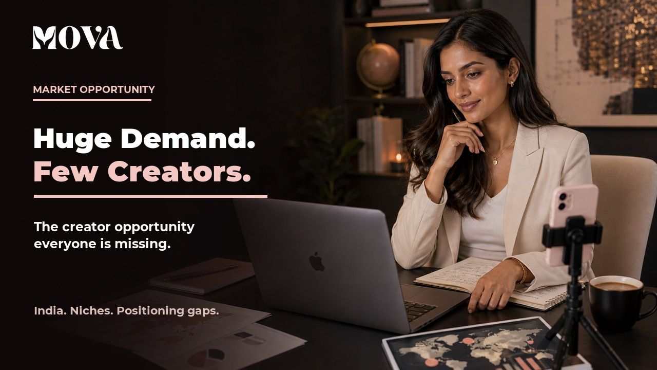 MOVA blog thumbnail showing a female creator building a premium creator brand from her audience