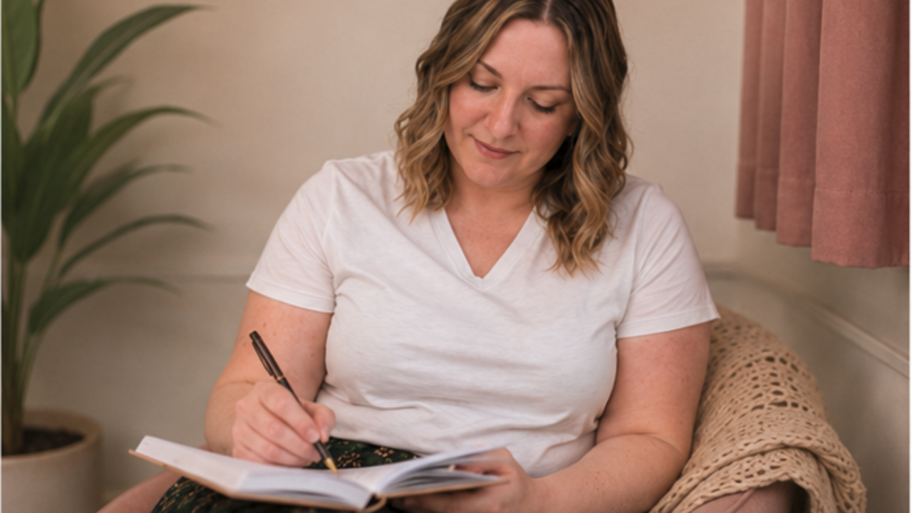 Branded header image featuring Robyn writing in her journal.