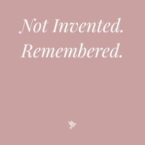 Rose background with white italic text reading Not invented. Remembered. Sora Soul Collective brand graphic.