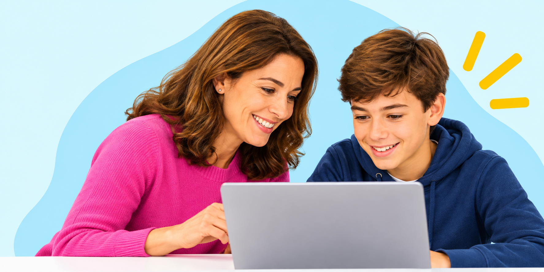 Boy studying at a computer